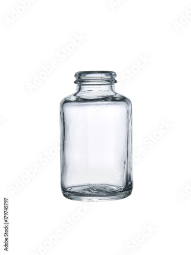 empty glass medicine container isolated on white