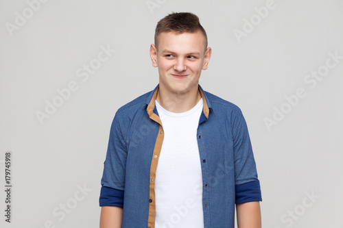 Sneer boy looking left and have a bed idea.