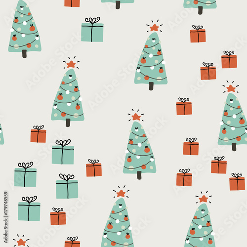 Christmas hand drawn background. Simple vector illustration.
