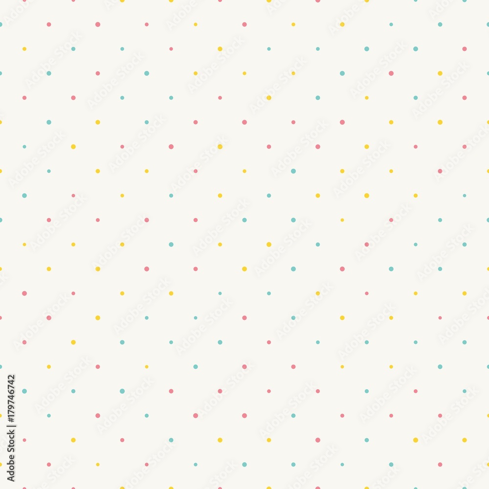 Seamless polka dot pattern with light background. Vector repeating texture.