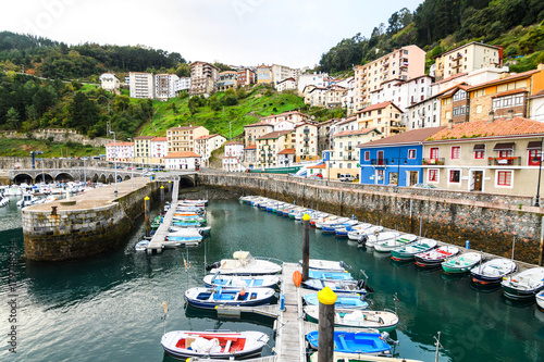 beautiful fishing village of elantxobe at basque country, Spain © jon_chica