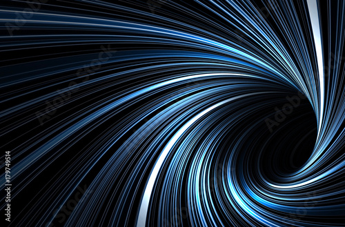 Fototapeta Naklejka Na Ścianę i Meble -  Dark blue tunnel with glowing spiral lines