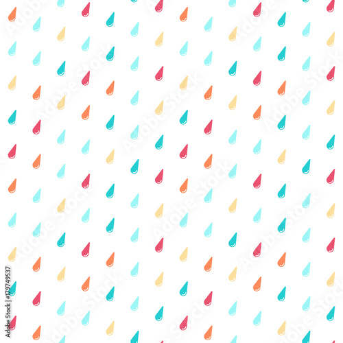 Seamless pattern with colorful rain drops. Cute vector background