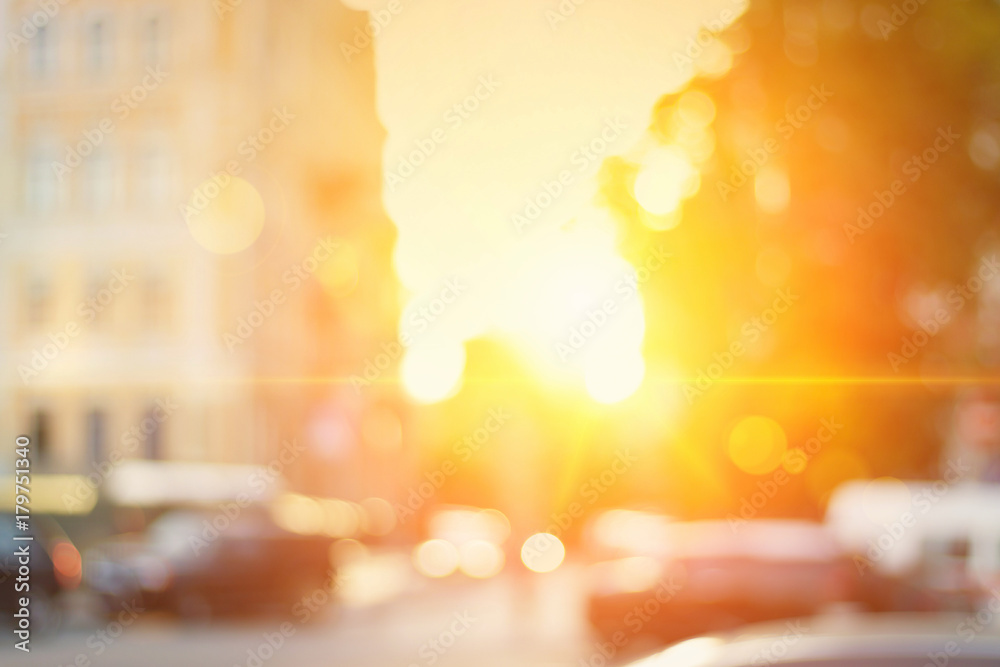 Beautiful sunset city bokeh.