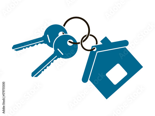 two keys from the apartment with a keychain in the form of a house