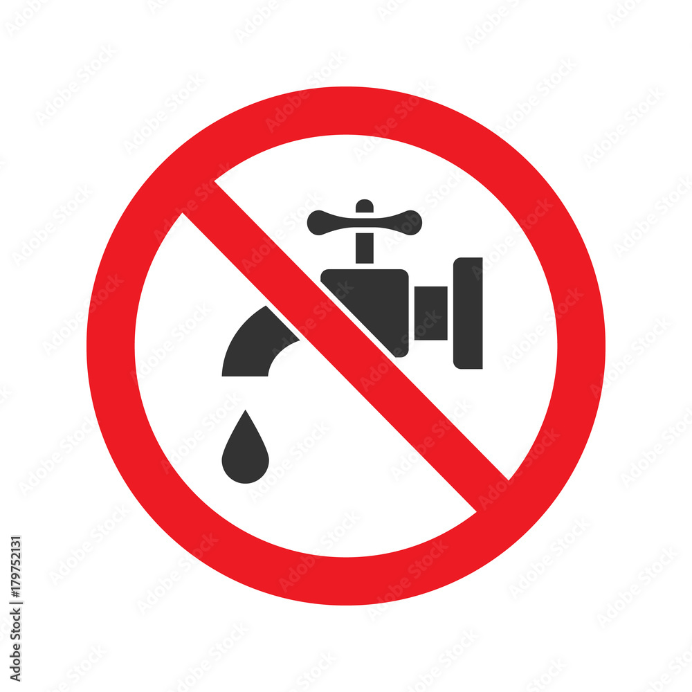 Forbidden sign with faucet glyph icon Forbidden sign with faucet glyph icon