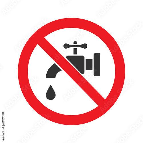 Forbidden sign with faucet glyph icon