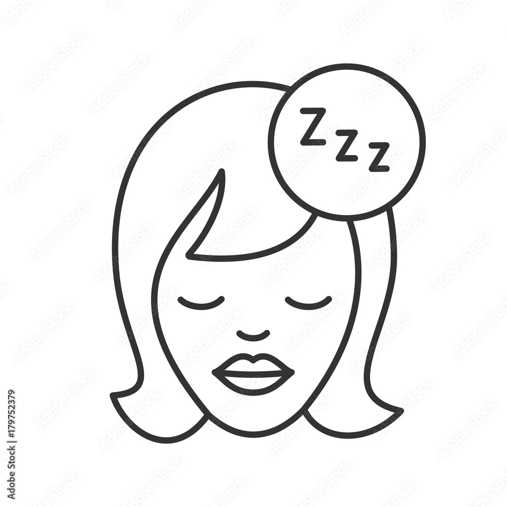Sleeping woman linear icon