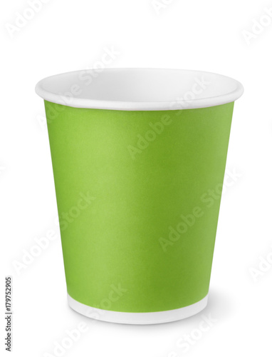 Front view of green paper cup