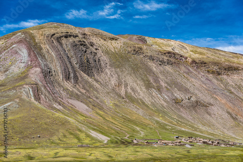 Rock formation on trek towards Rainbow Mountain, Peru.