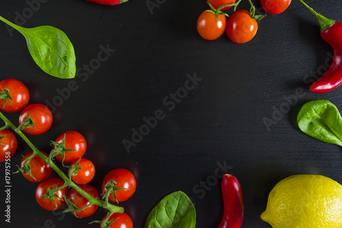 chilli pepper on black background.