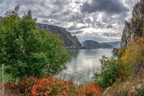 Autumn at the Danube Gorges  border between Romania and Serbia