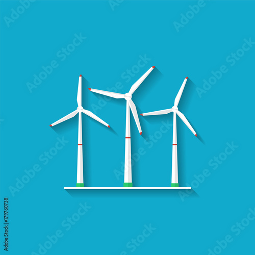 Wind turbines. Vector Illustration in flat style