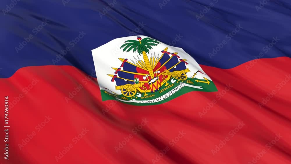 Haiti Flag Waving. Seamless loop.