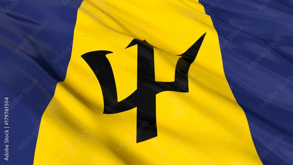 Barbados Flag Waving. Seamless loop.