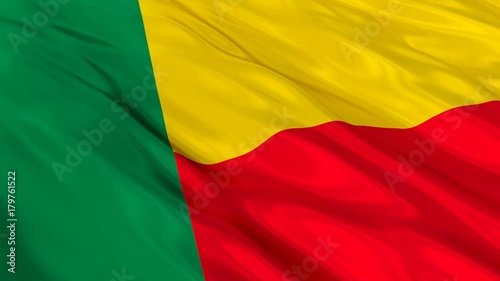 Benin Flag Waving. Seamless loop.