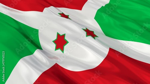 Burundi Flag Waving. Seamless loop.