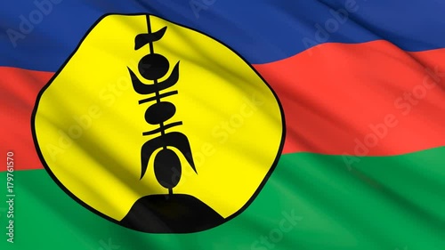 New Caledonia Flag Waving. Seamless loop.