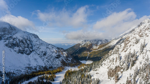 Mountain valley covered with fresh snow.