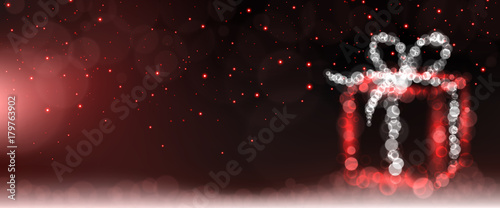 christmas background with glowing present
