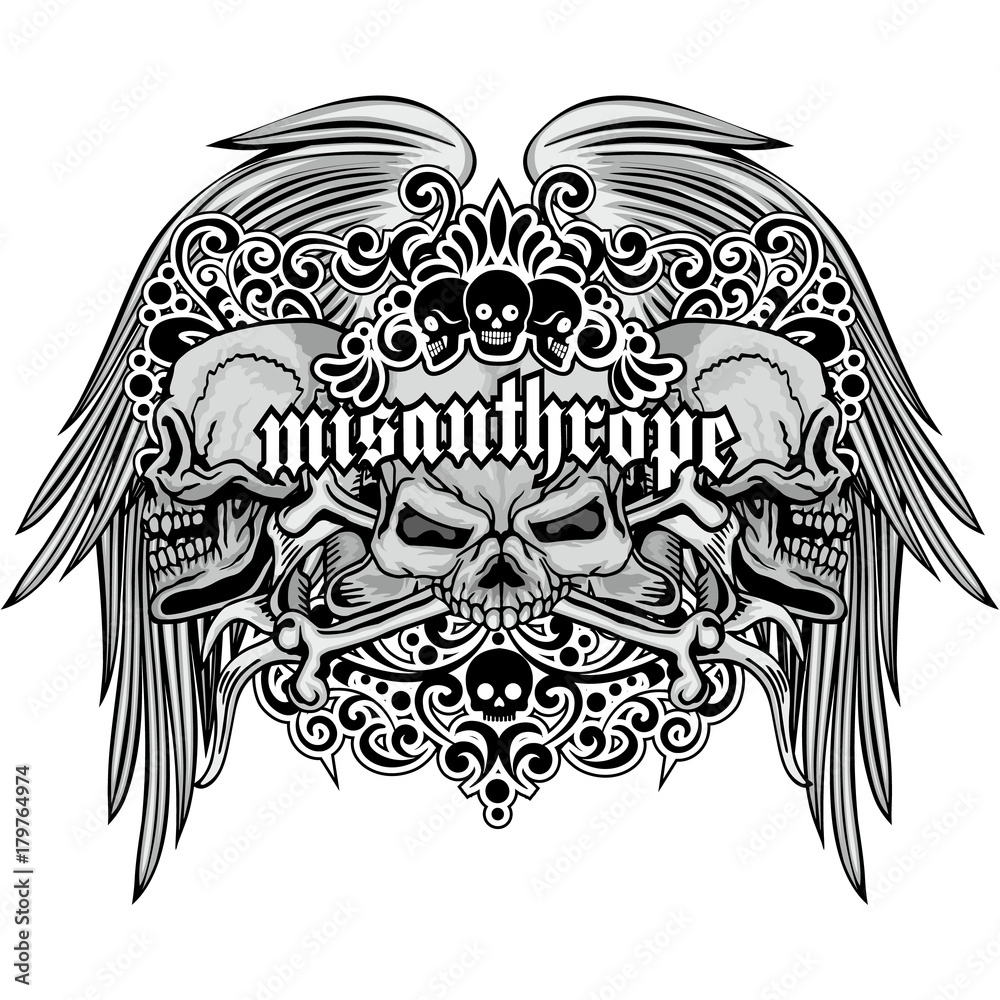 Obraz premium grunge skull coat of arms