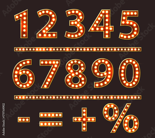Numbers with Bulb Lamps Red Light