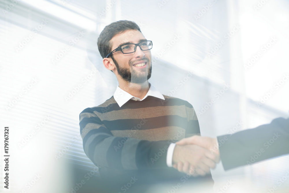 closeup. handshake of the employees of the company closeup. handshake of the employees of the company
