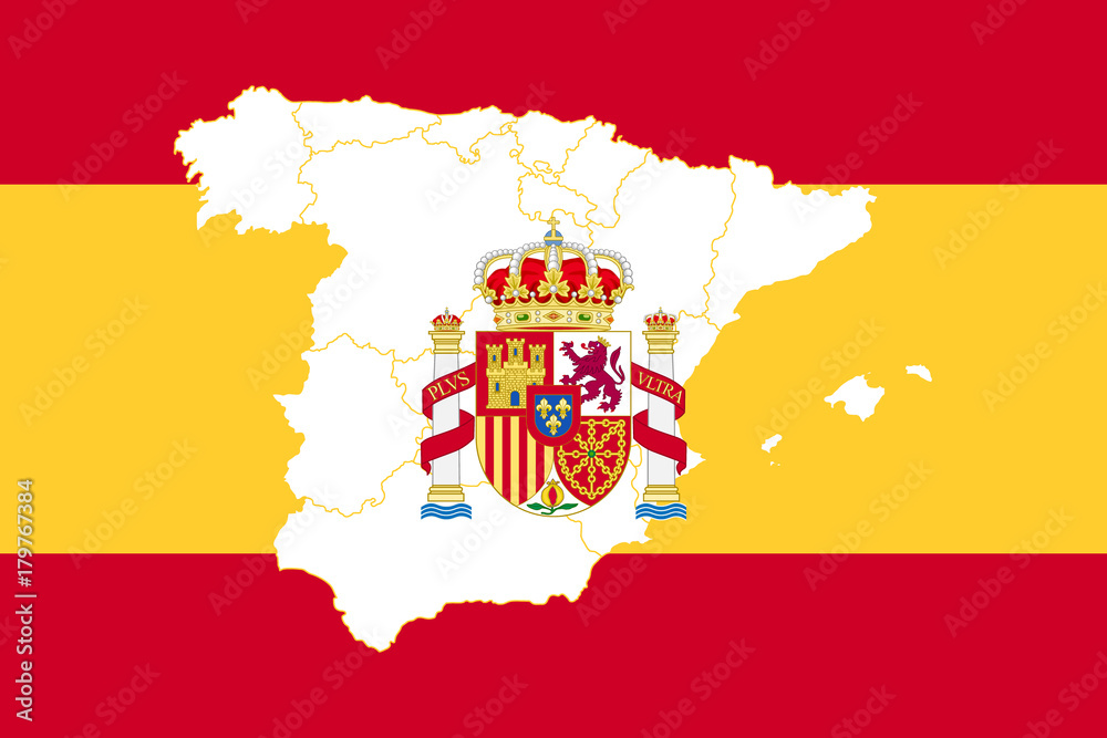 Fototapeta premium Map and flag of Spain