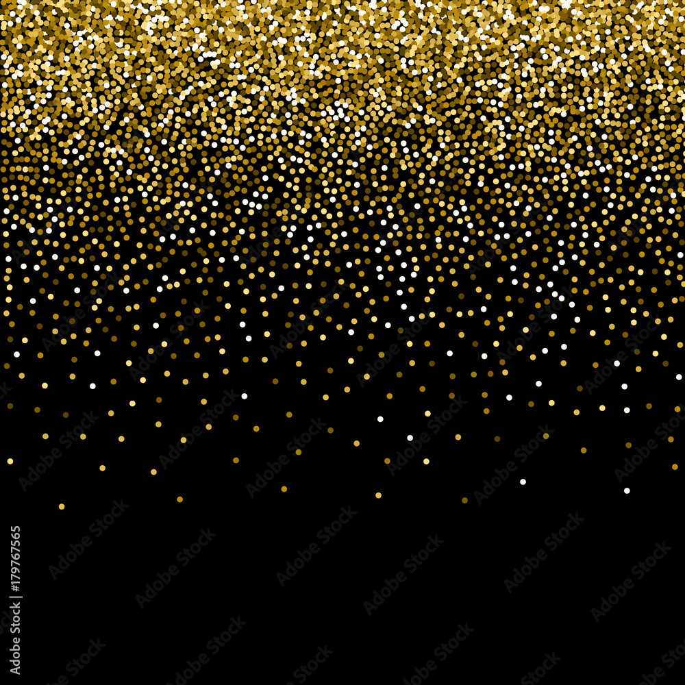 Vector gold glitter sparkle particles background effect on black ...
