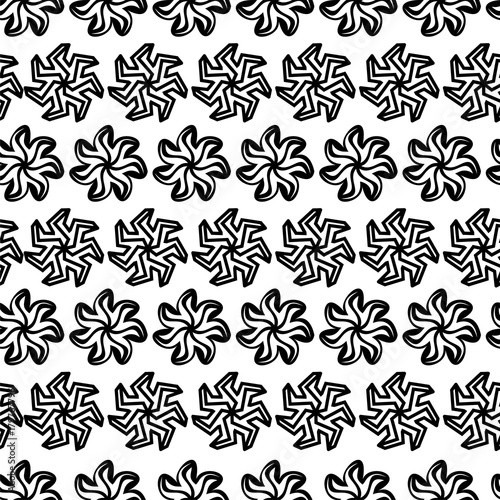 Seamless pattern graphic black flowers on white background