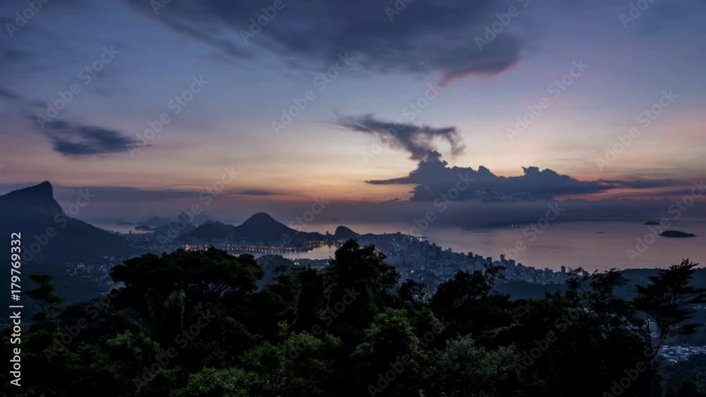 Night to Day Timelapse from Vista Chinesa, Rio de Janeiro, Brazil Night to Day Timelapse from Vista Chinesa, Rio de Janeiro, Brazil