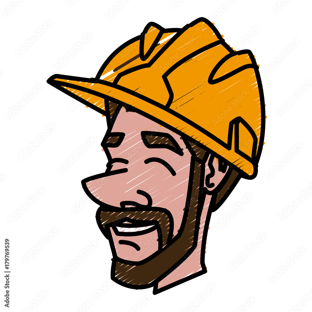 Cartoon worker with tool icon vector illustration graphic design