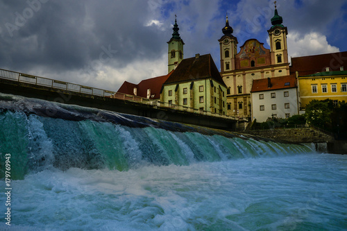 Canvastavla Michaelerkirche und Wehr in Steyr