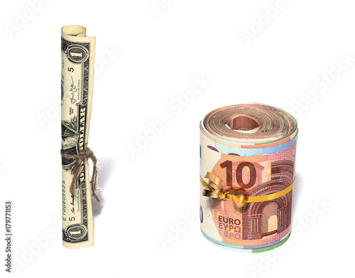 Wallpaper Mural Banknotes dollar versus euro on white background Torontodigital.ca