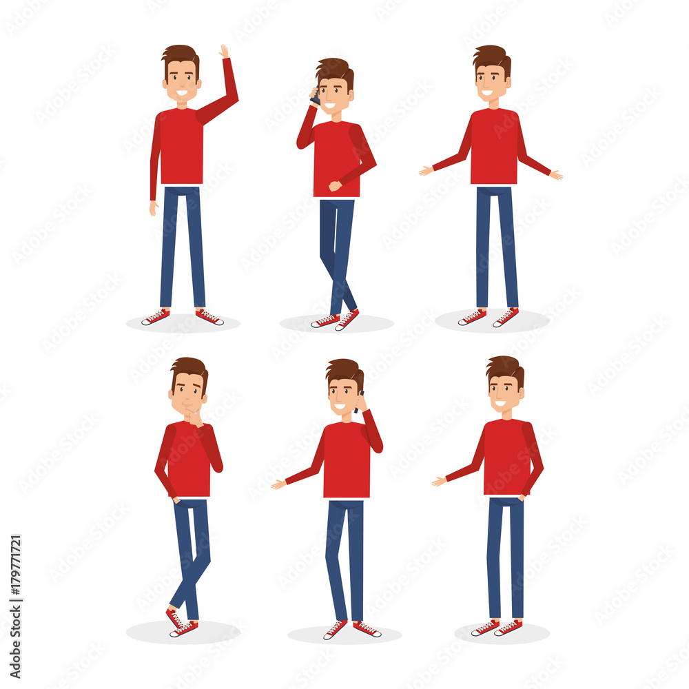 Obraz premium young man doing different poses