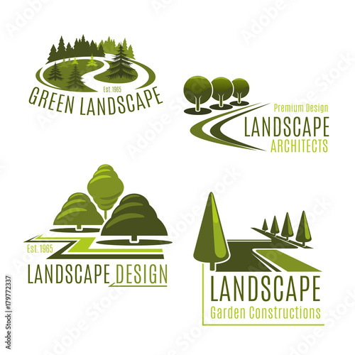Vector icons for nature landscaping company