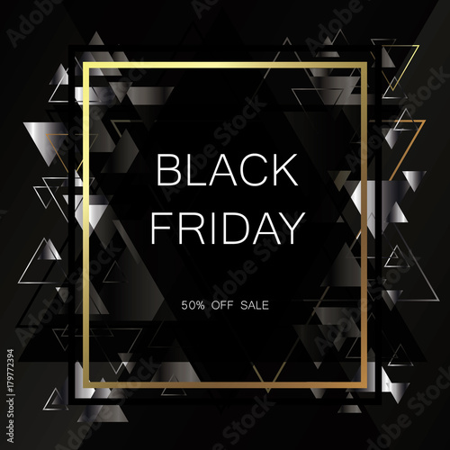 Black Friday, discounts, sale. Geometric, abstract. Vector illustration with triangles.