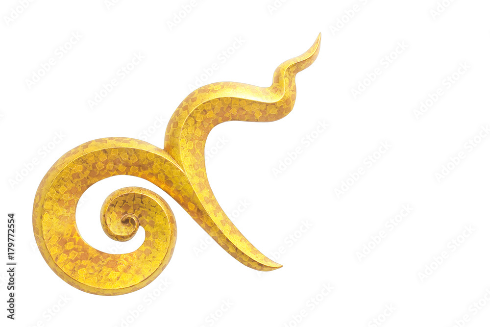 Traditional Thai alphabet number golden nine isolated on white background Traditional Thai alphabet number golden nine isolated on white background