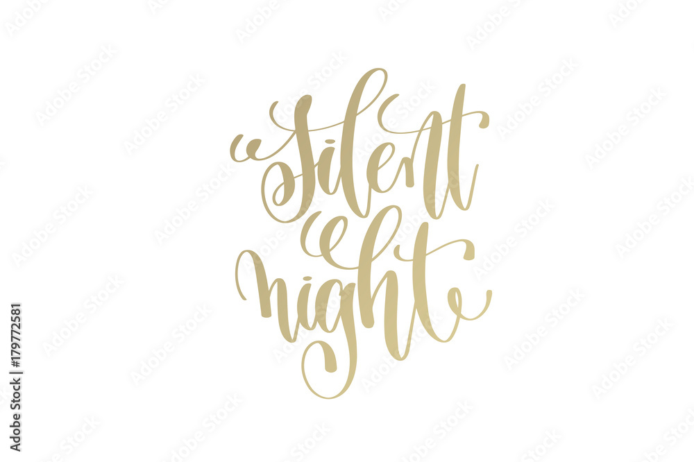 silent night golden hand lettering winter holidays celebration