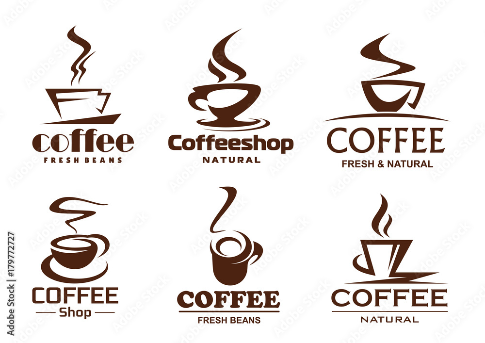 Obraz premium Vector coffee cups icons for coffeeshop cafe
