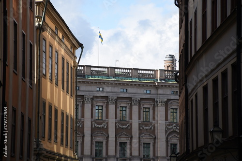 Stockholm, Gamla Stan, Stadtzentrum, Königliches Schloss, Kungliga Slottet, Schloss, König, Abendrot, Stadsholmen, Zentrum, Barock, schwedisch photo