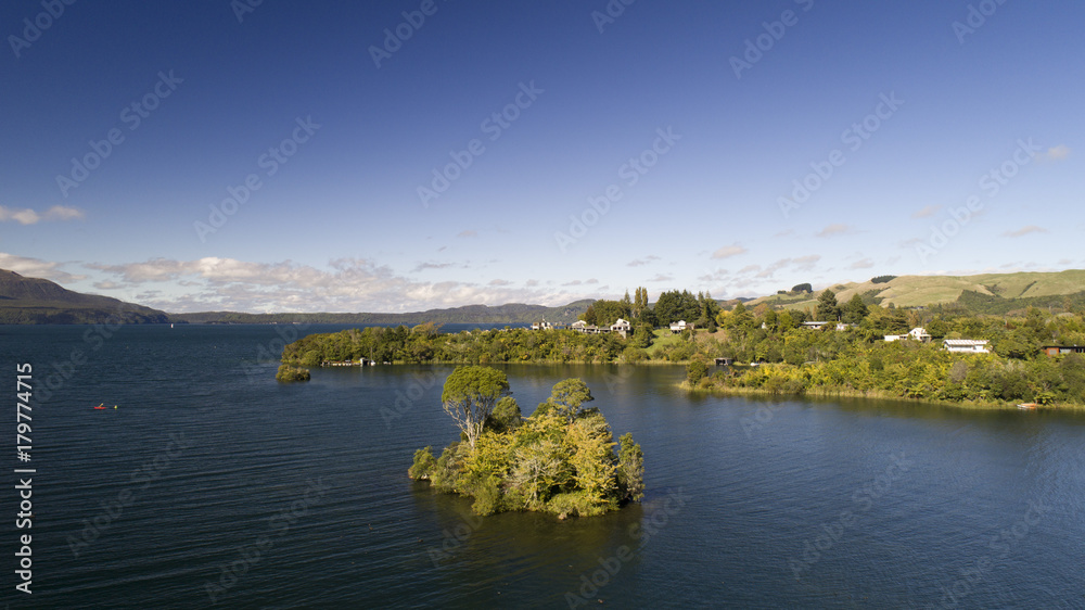 Small unnamed island, Lake Tarawera, Rotorua, Bay of Plenty, New Zealand