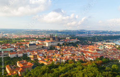 Prague city panorama, Czech Republic. Aerial view
