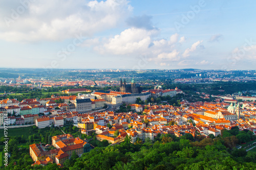 Prague city panorama, Czech Republic. Aerial view