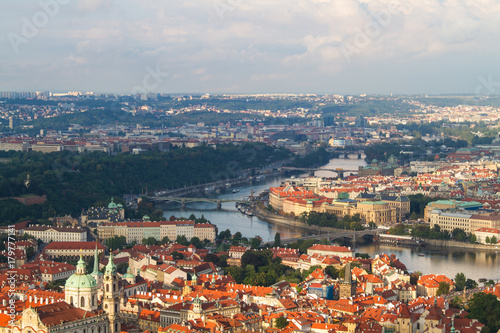 Prague city panorama, Czech Republic. Aerial view