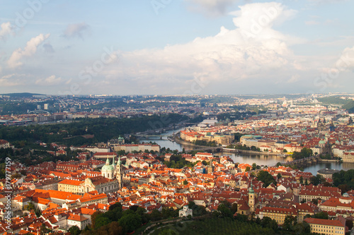 Fototapeta Naklejka Na Ścianę i Meble -  Prague city panorama, Czech Republic. Aerial view