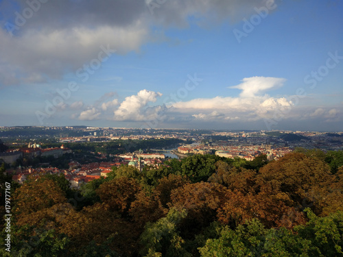 Prague city panorama, Czech Republic. Aerial view