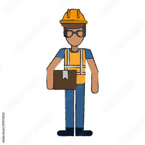 Worker avatar full body icon vector illustration graphc design