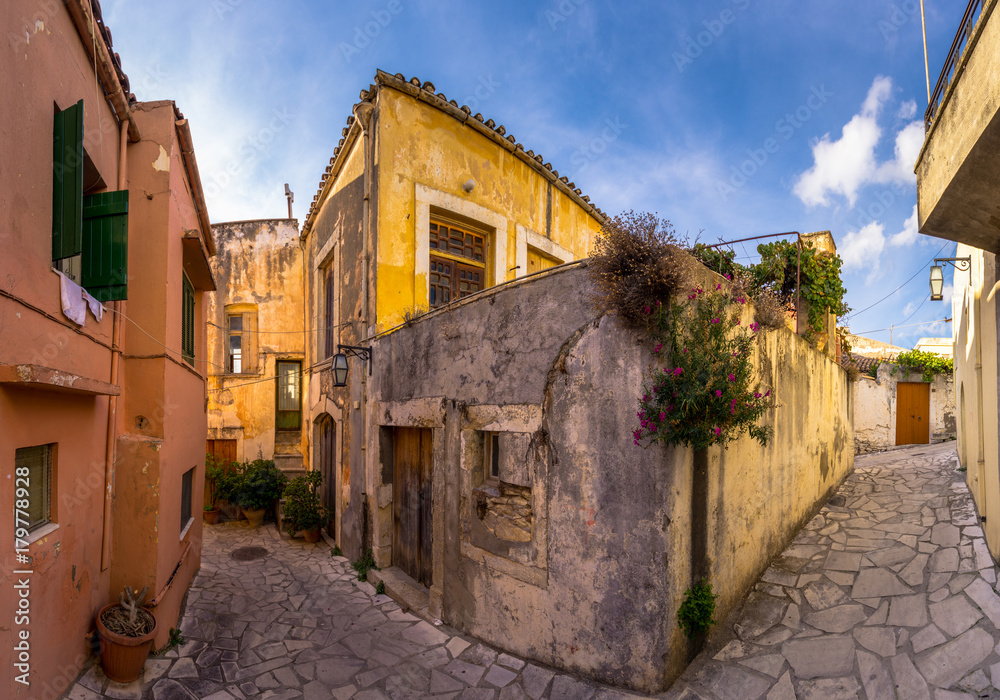 Traditional houses and old buildings at the village of Archanes, Heraklion, Crete, Greece.