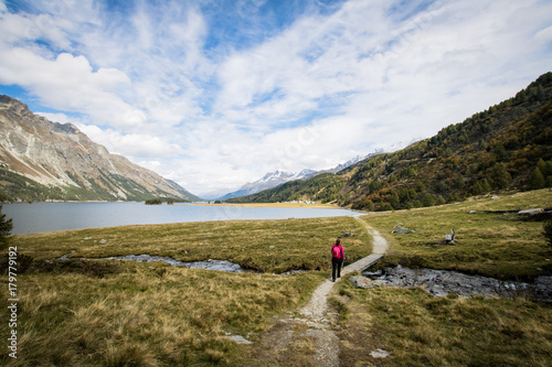 hiking in the engadin at lake sils